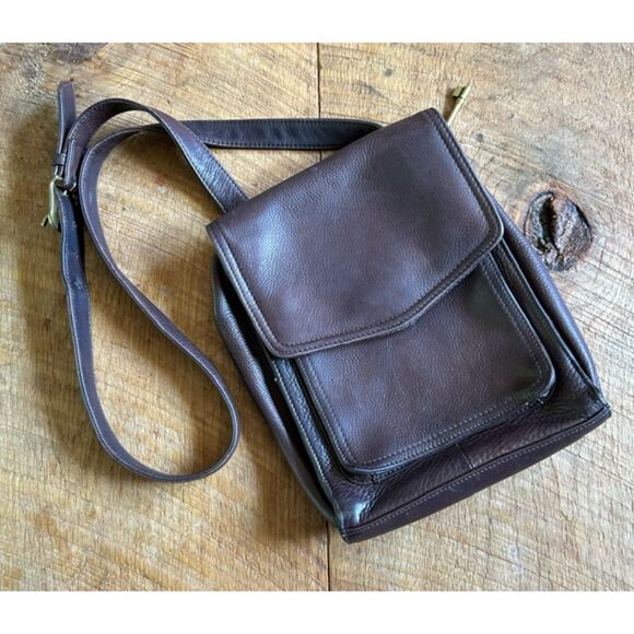 Vintage Fossil -Brown Leather Handbag - Authentic 90's - Picture 1 of 4